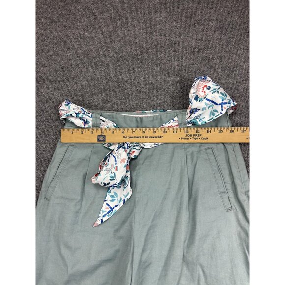 Ett:Twa by Anthropologie Pants Womens 8 Green Linen Blend Tie Waist Cropped - Picture 3 of 8